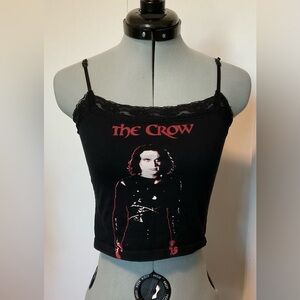 the crow lace trim crop tank top size s
